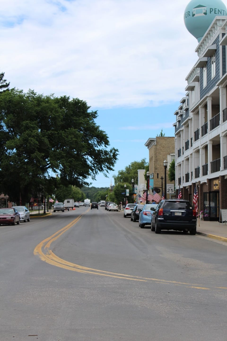 View of condominium unit and Hancock Street/downtown Pentwater