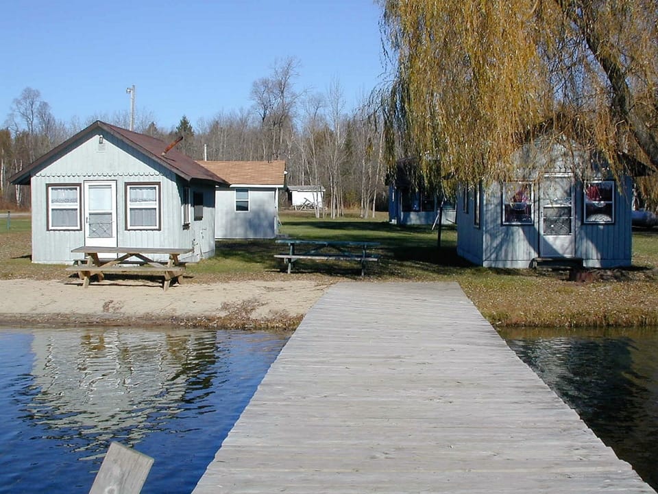 Cabin 2 & 3 view from swim dock-cbn 3 is on the right w/ the willow tree in frt.