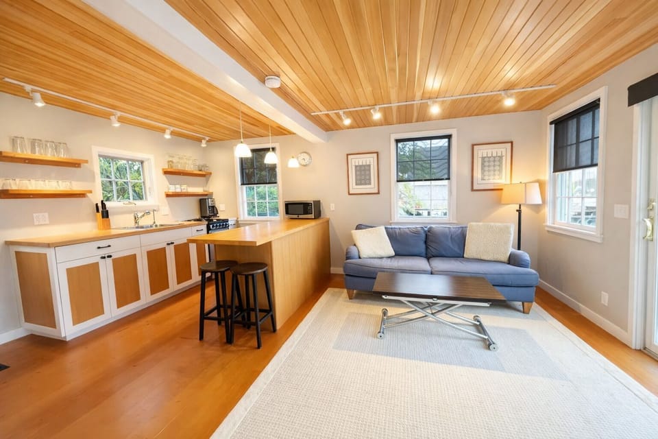 Open kitchen/ dining/ living area