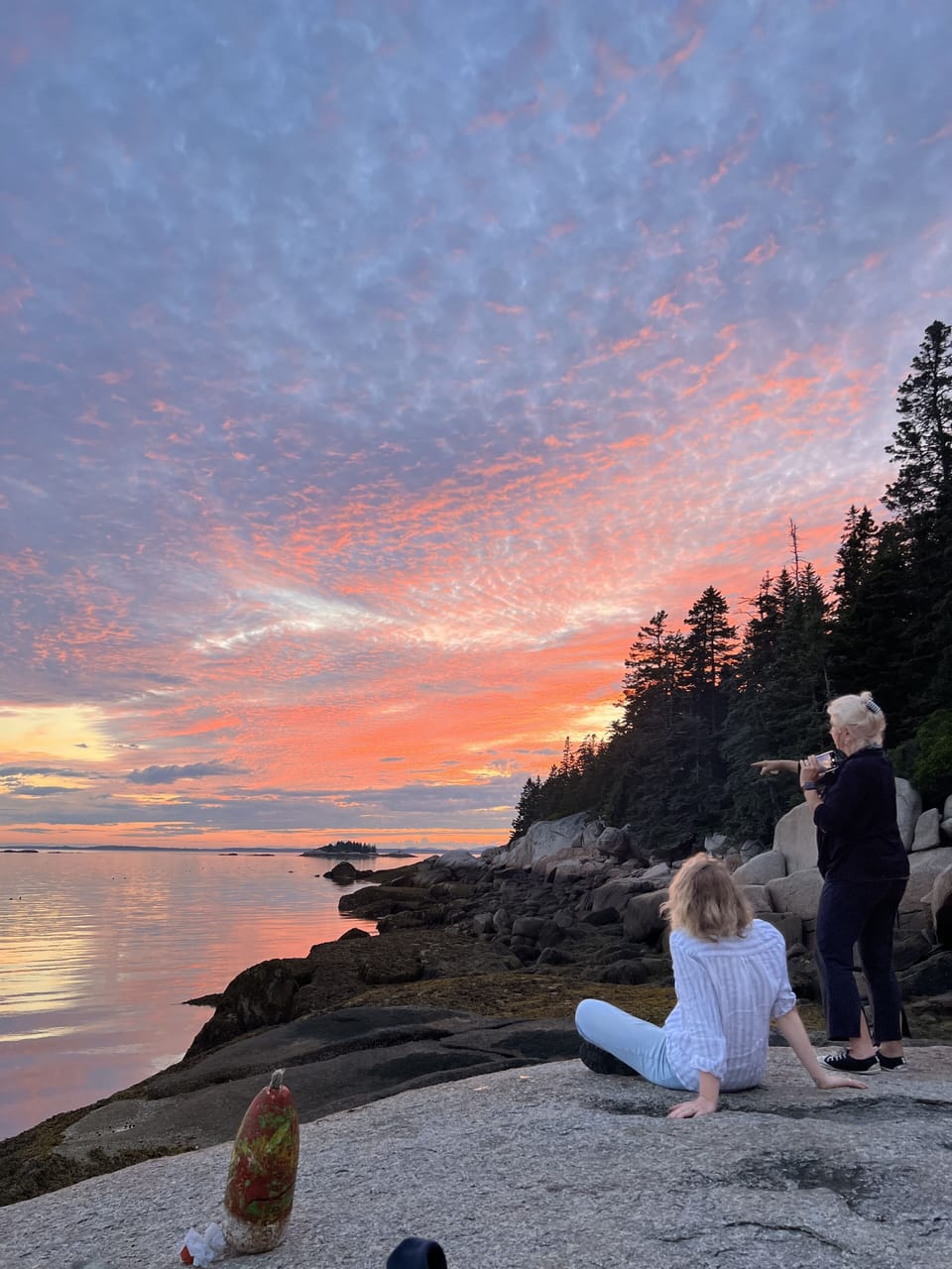 sunset during a lobster cookout