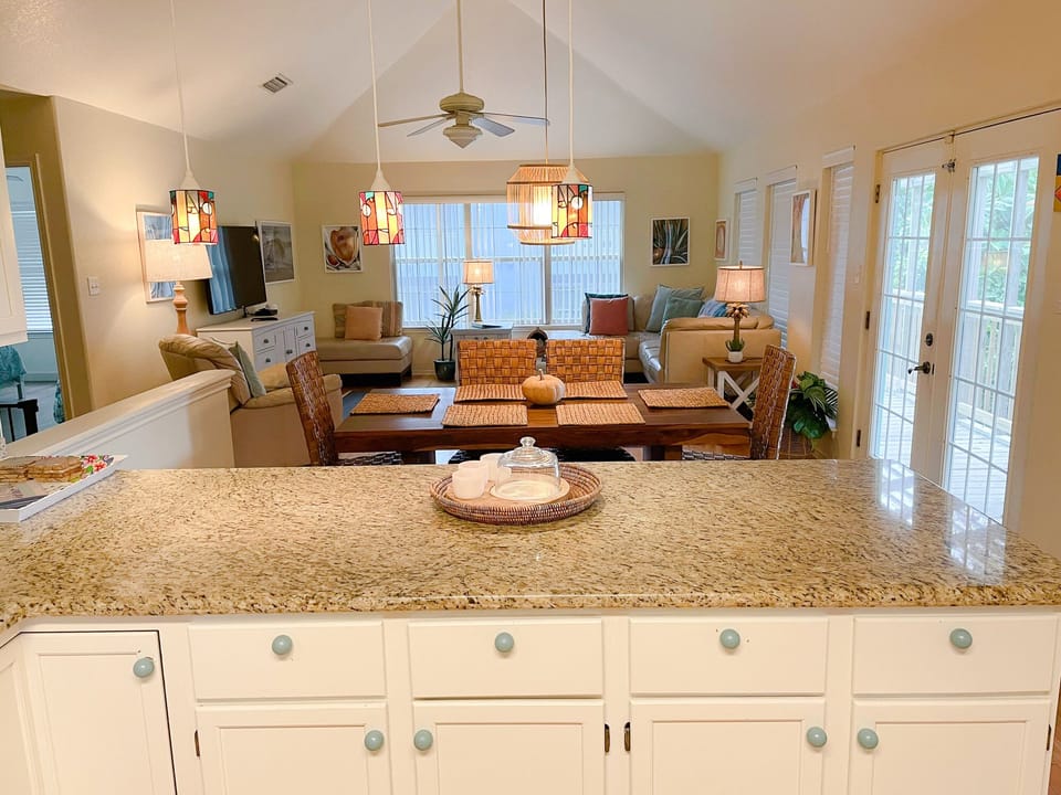 KITCHEN LOOKING INTO LIVING ROOM