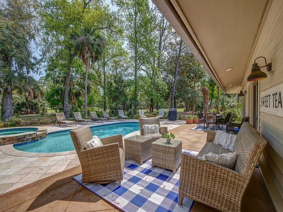 Back Patio with New Furniture at 16 Heath Drive