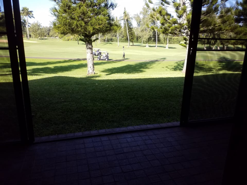  Lanai  that is screened in with double doors.