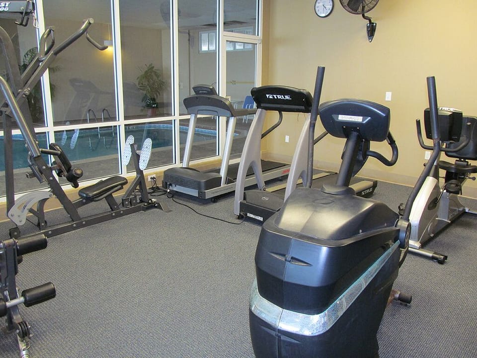 Fitness room also has a sauna.