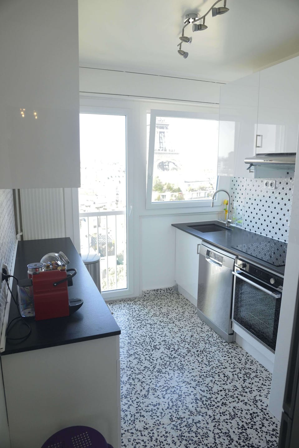 Brand new kitchen with Eiffel Tower views