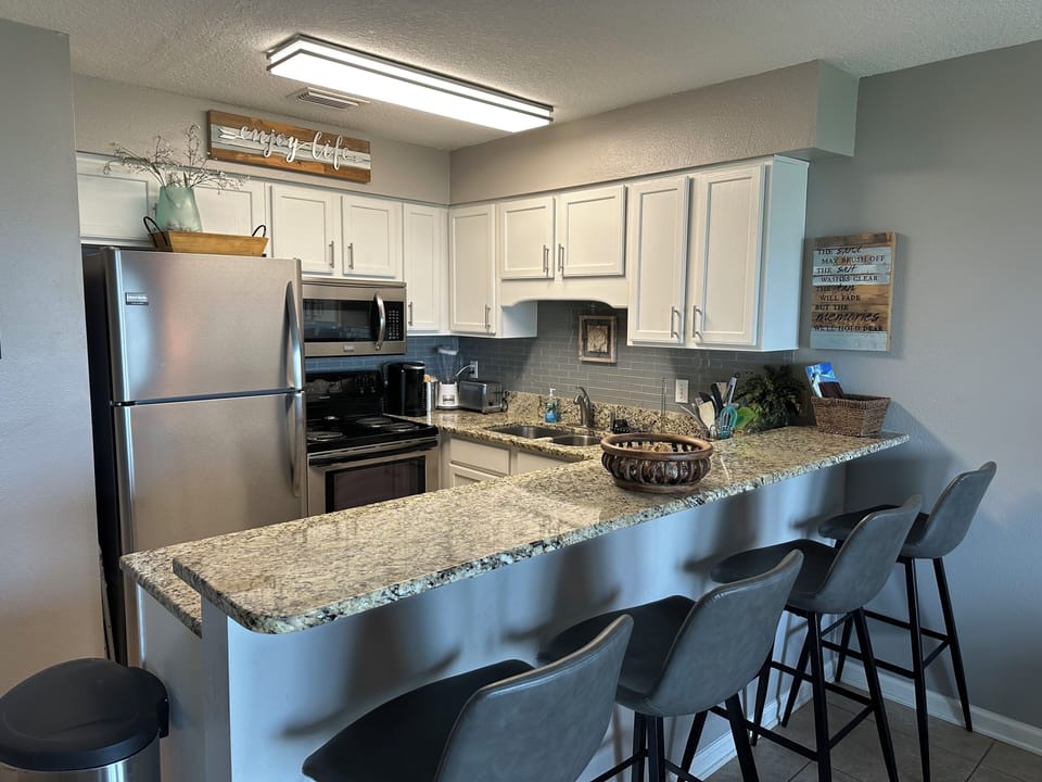New barstools seat 4 at the kitchen counter