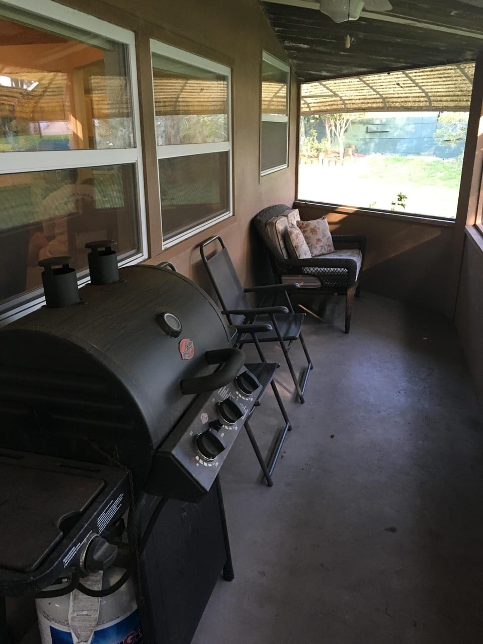 Small screened in porch is great on rainy days. 