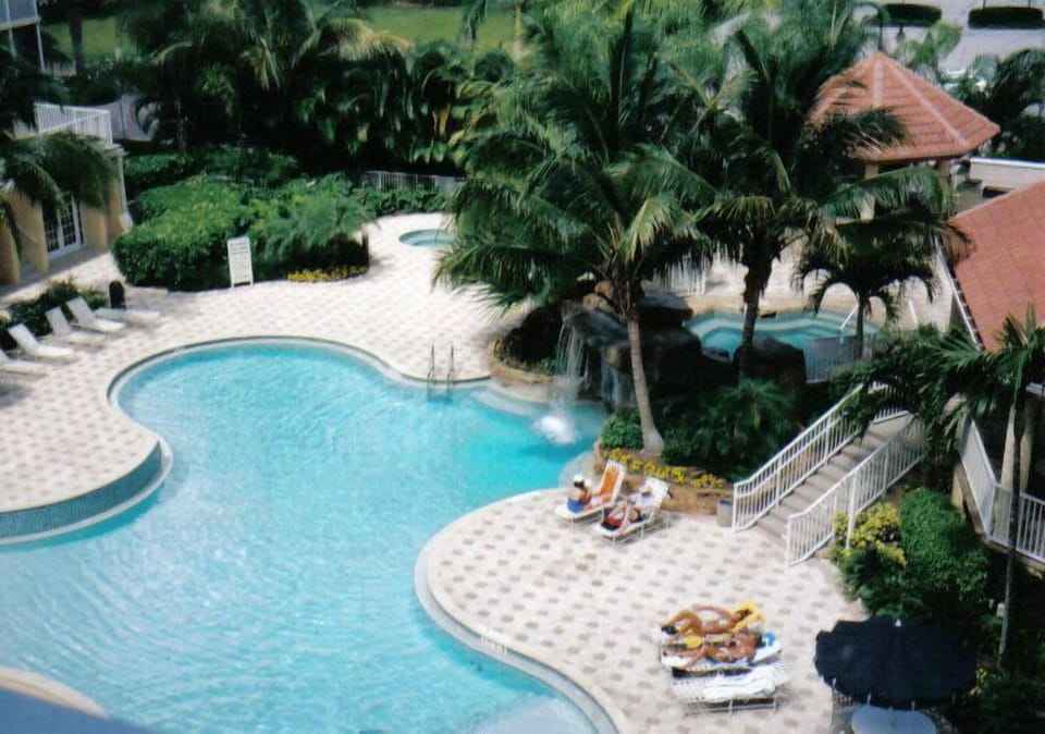 Beautiful waterfall pool with zero entry area