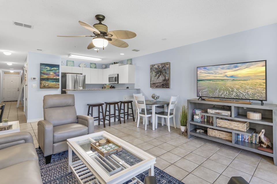 Wide, Flat Screen TV - Smart Entertainment with Streaming Possibilities