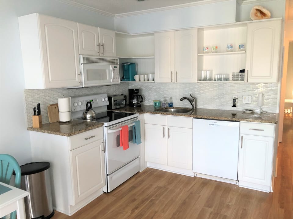 A well stocked kitchen with everything you need.