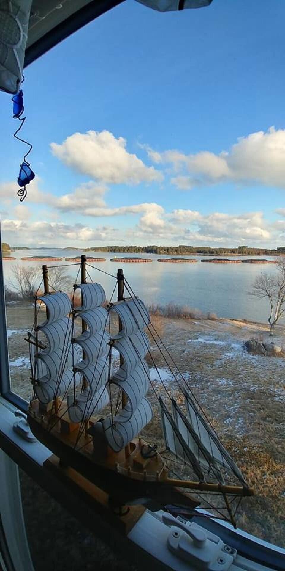 View from one of the five windows at front of house facing the water
