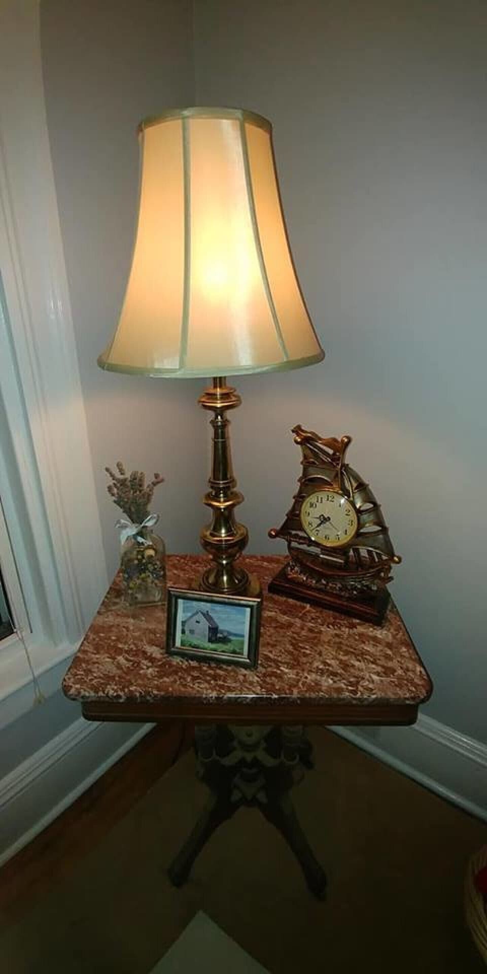 Antique marble top table in living room