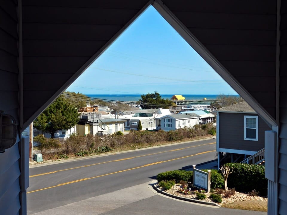 a look out the front of condo building from 3rd floor landing