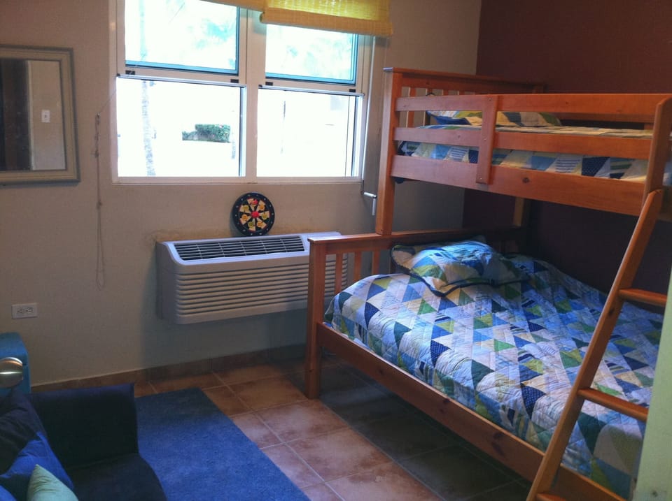 Second bedroom, twin/full bunk bed.