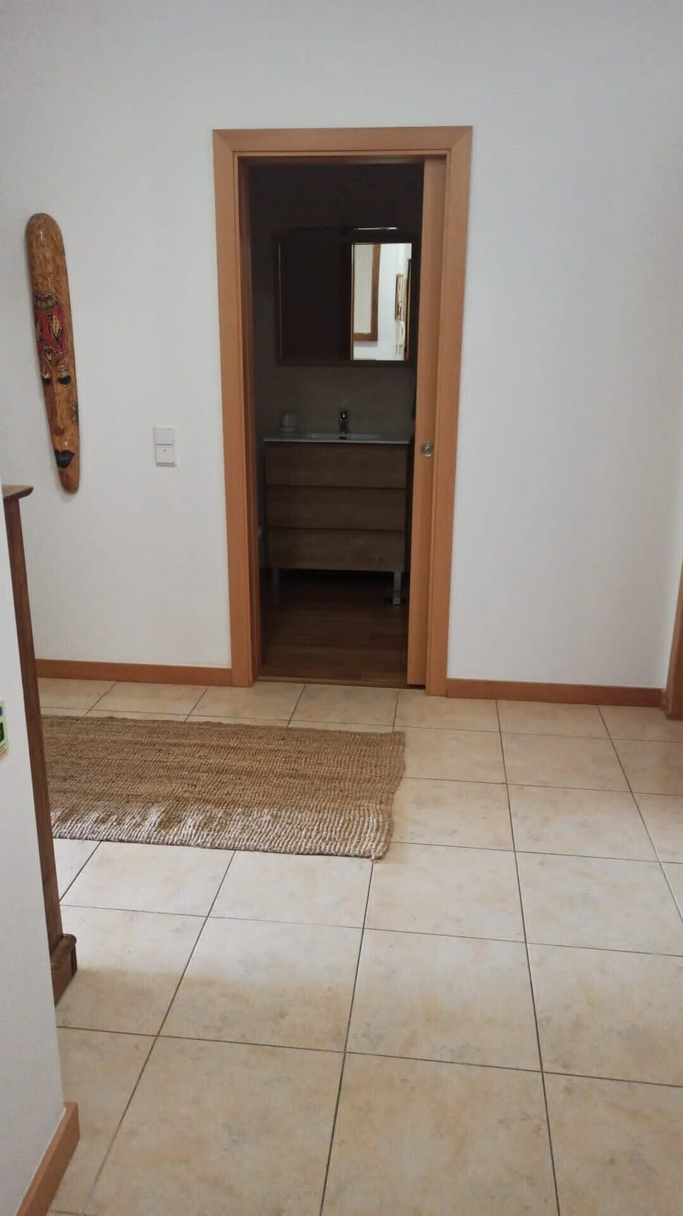 Hallway with door in to the main bathroom
