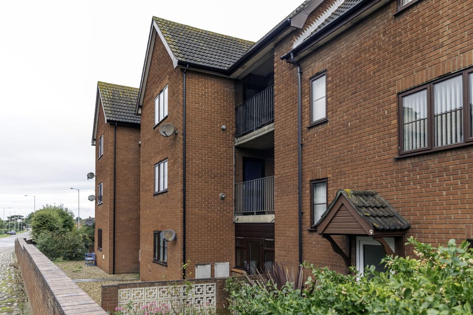 Outside view of apartment to the front overlooking the road ( top floor)