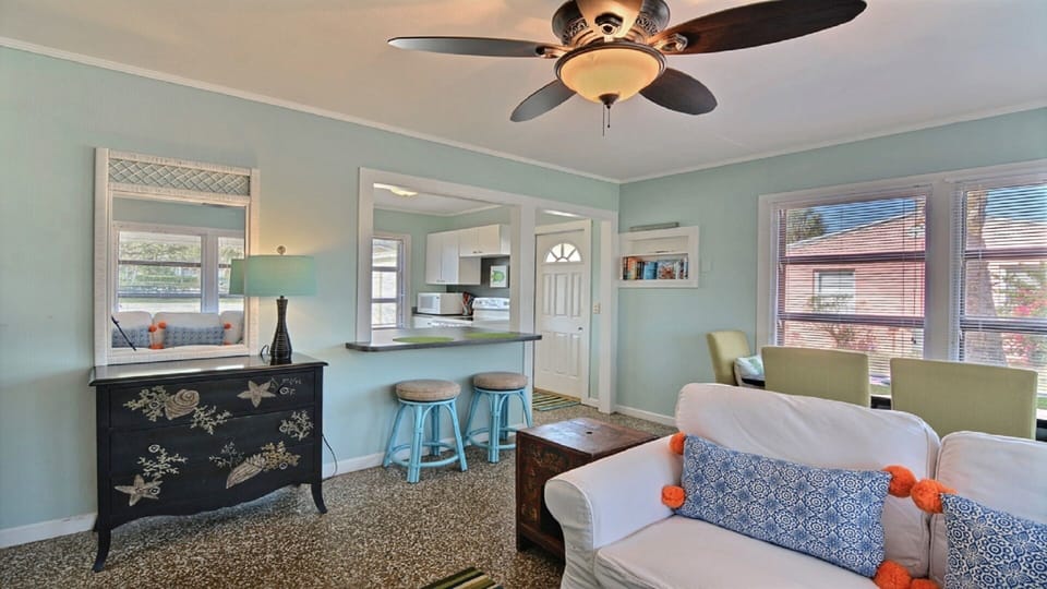 Dine indoors at the dining room table, or at the kitchen counter-height bar.