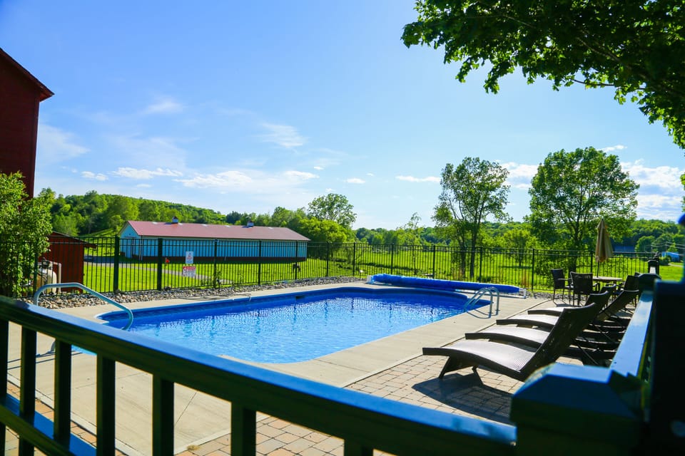 Salt-water, heated swimming pool is open May to mid-October. 