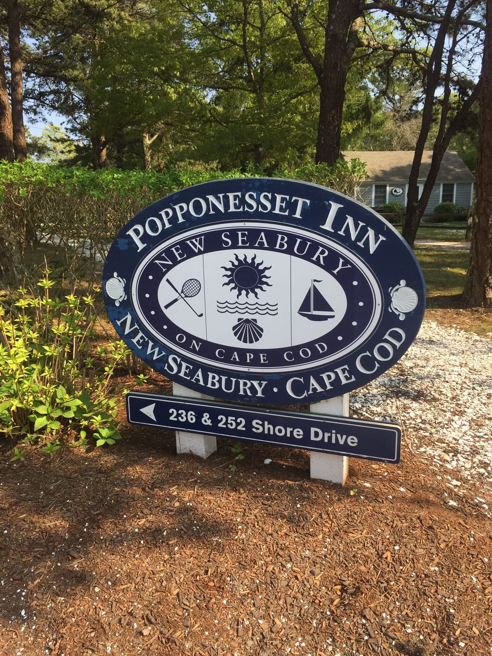 Less than 1/2 mile to the Popponesett Inn