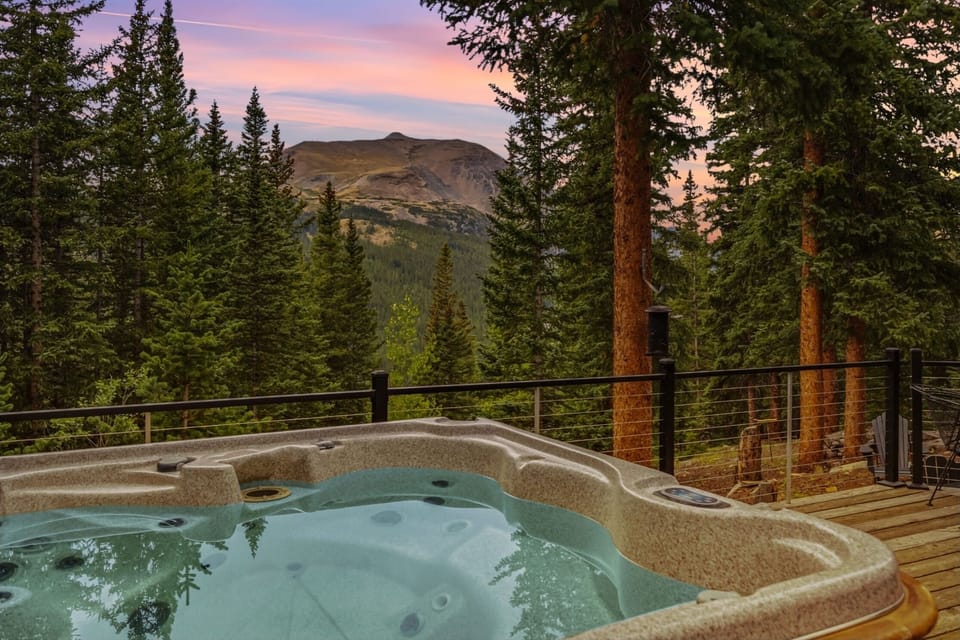 Hot tub view Mt Bross, Lincoln & Democrat