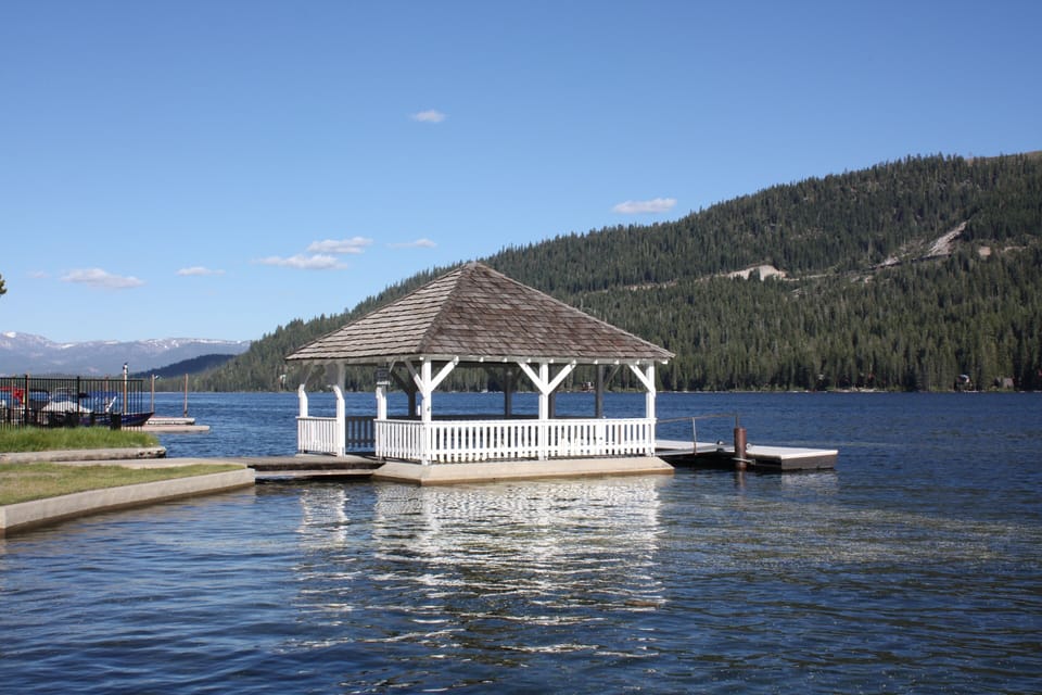 Dock with gazebo at the private beach