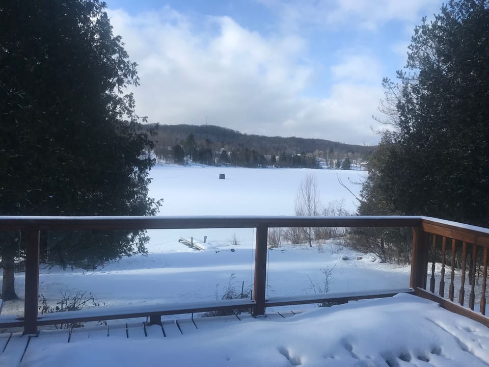 Gaze out at the lake through walls of windows throughout your toasty warm home