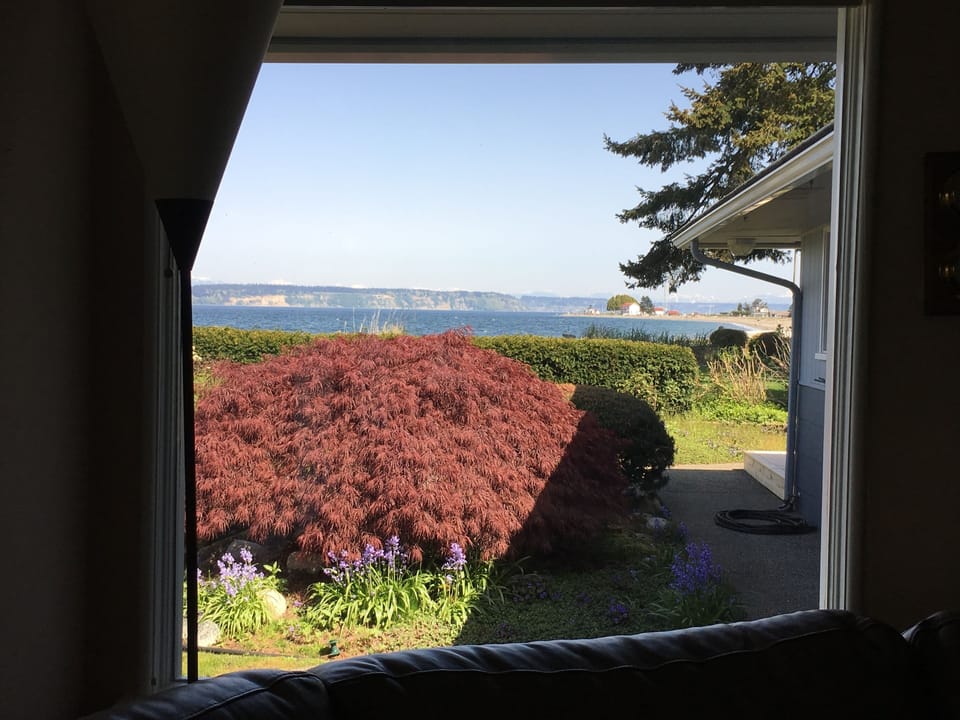 Lighthouse and water view from the living room.