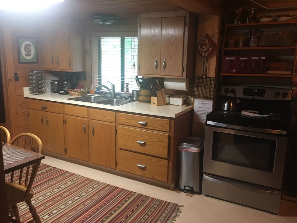 Kitchen with convection oven.