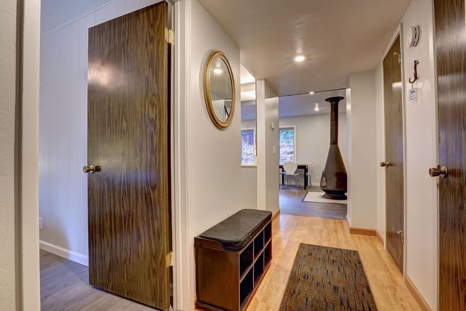 Entry hall with bench and closets