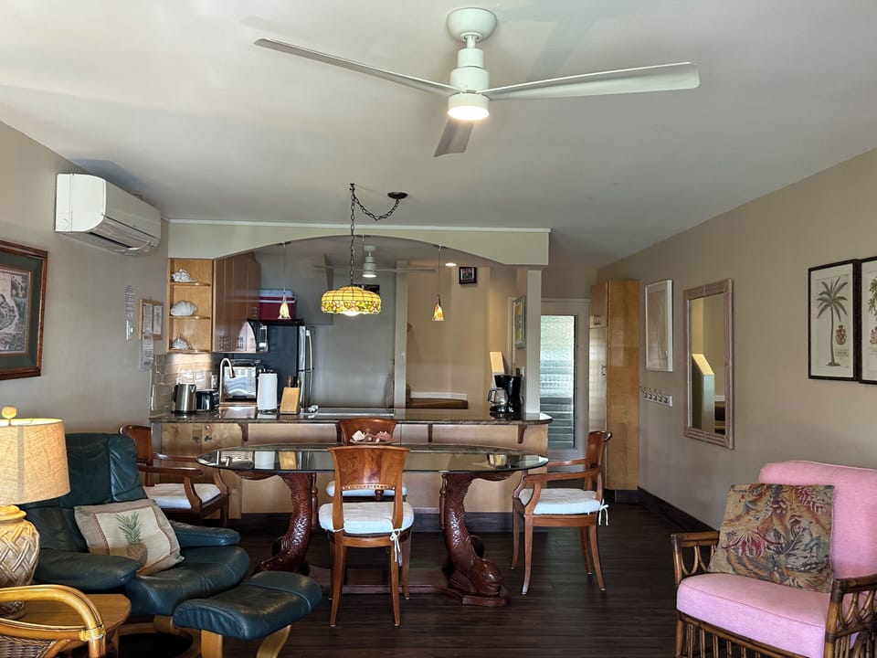 Living room, dining area, and kitchen