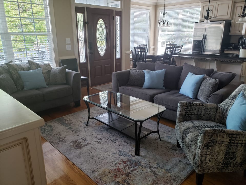 Living room and dining area
