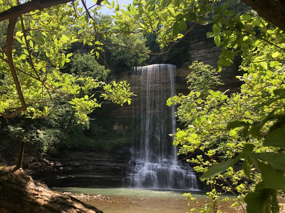 You can boat to both Fancher falls (here) and Burgess falls from our home!