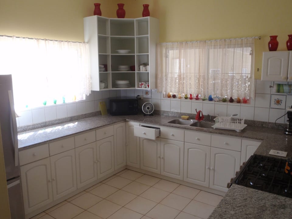 Huge corner cabinet for dishes, cups, plate. HOT WATER SINK.  