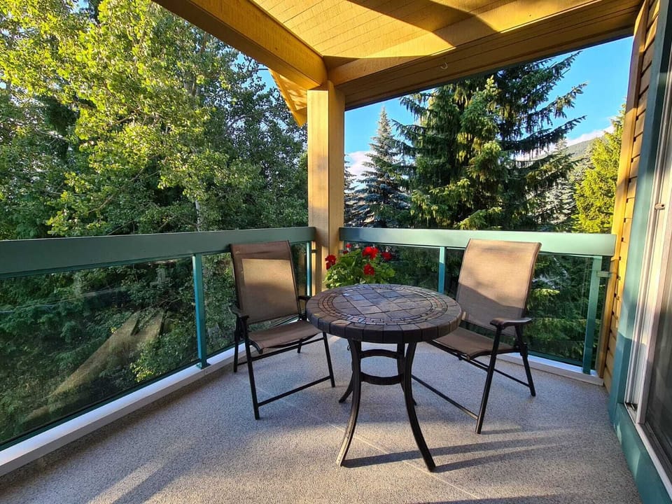 Long summer evenings cast a golden light on our balcony.