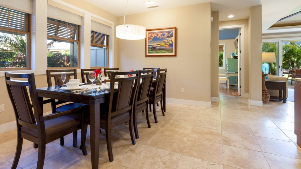Large dining room table for meals shared with family and friends