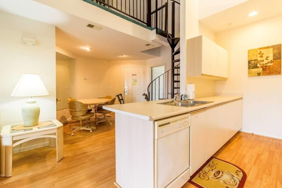 Island provides work space in the kitchen.
