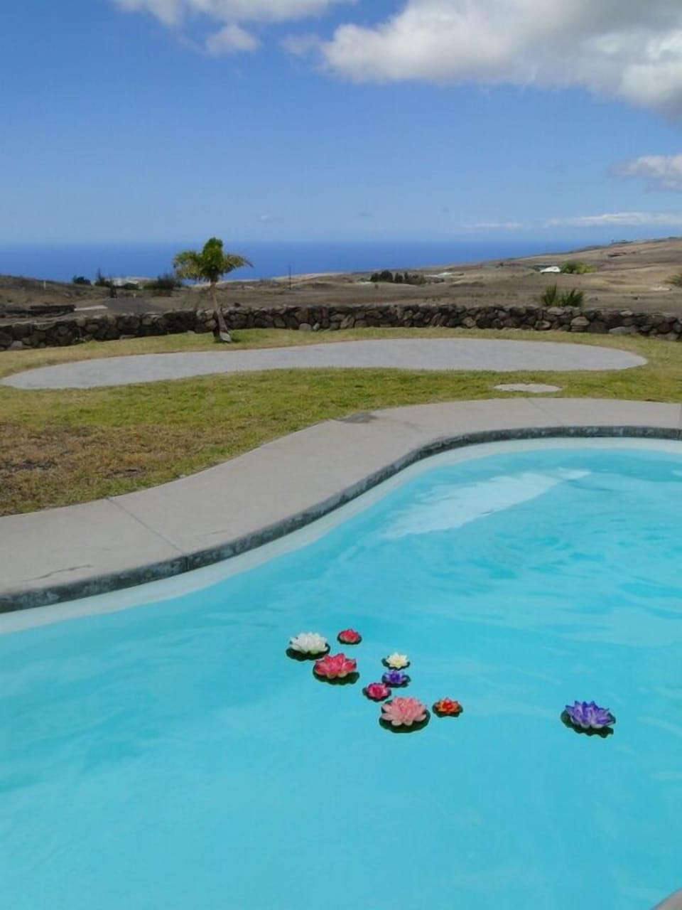 With the solar heated pool for a cool dip.