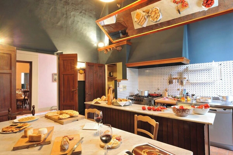 Cooking class setup, with mirror