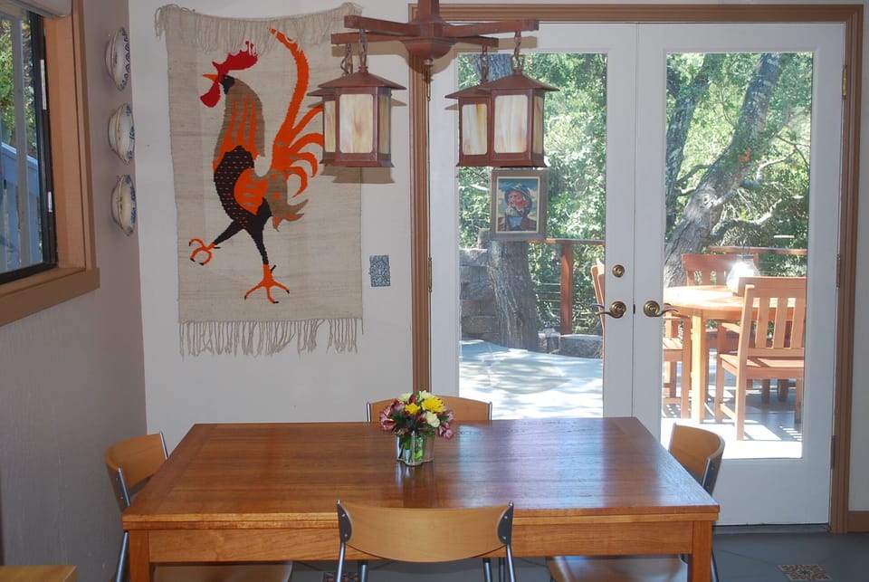 Dining table opens up to allow seating for 8 - 10 