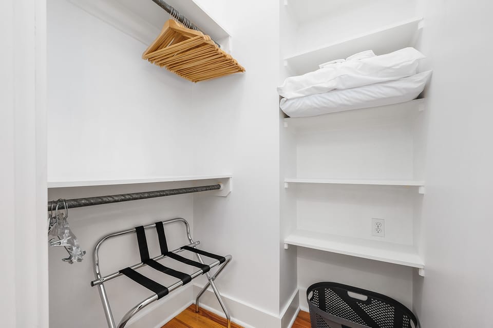 Plenty of Wooden Hangers, Laundry Baskets in each bedroom