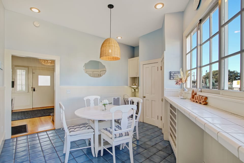 Additional dining area provides a space to enjoy morning coffee.