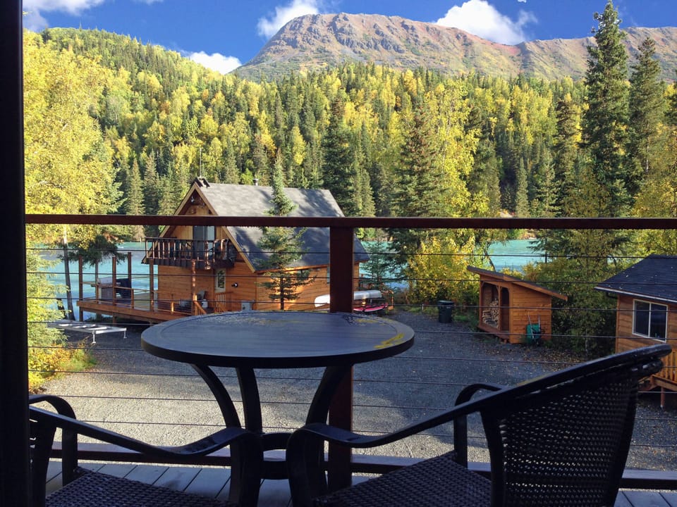 The morning view, looking out from the patio doors of the of the dining room.
