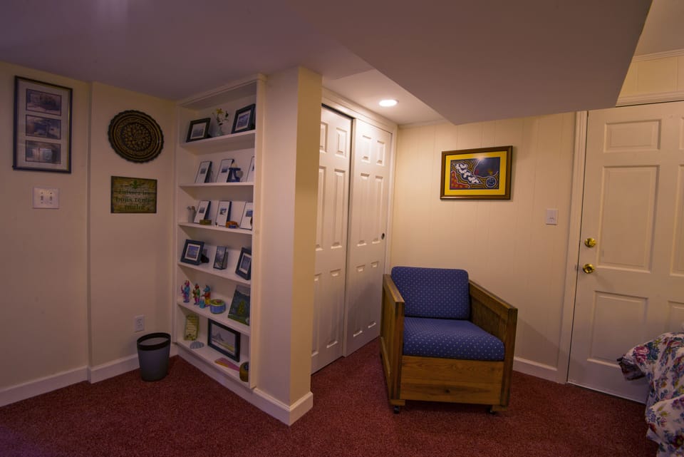twin bedroom with large closet