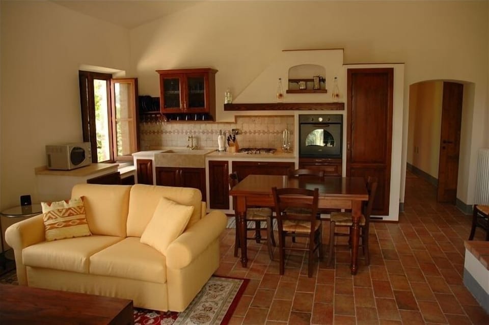 Kitchen and Living area. Note hall to right leads to two bedrooms & 2 bathrooms