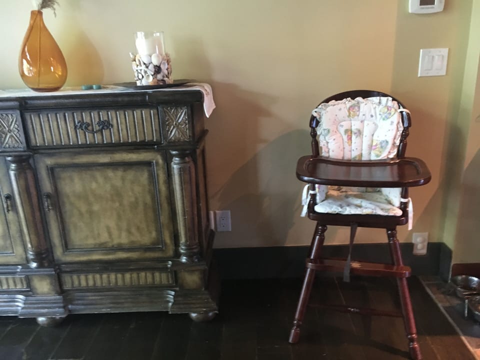 Equipped with high chair (and crib)  for the littlest guests