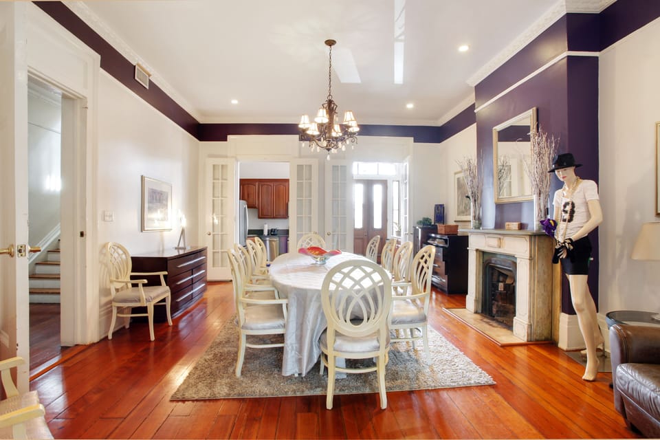 Dining Room is spacious; the table seats 12 easily. Can be separated.