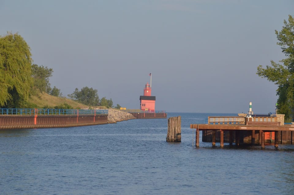 The popular Big Red Lighthouse is located across from Holland State Park.