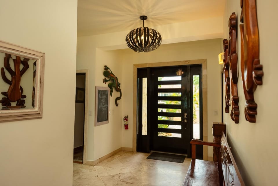 Entry foyer and entry foyer bench.