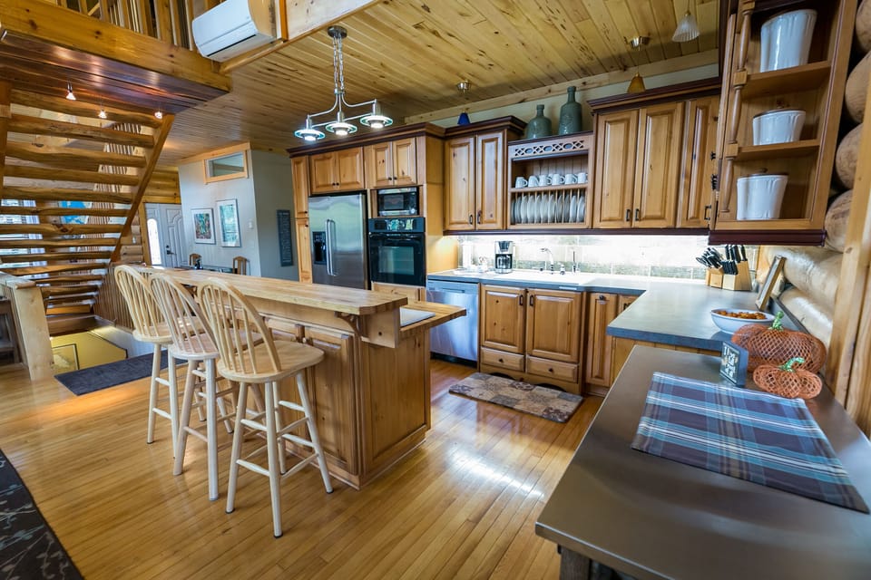 The log cabin feel makes you seem miles away and ready to relax.