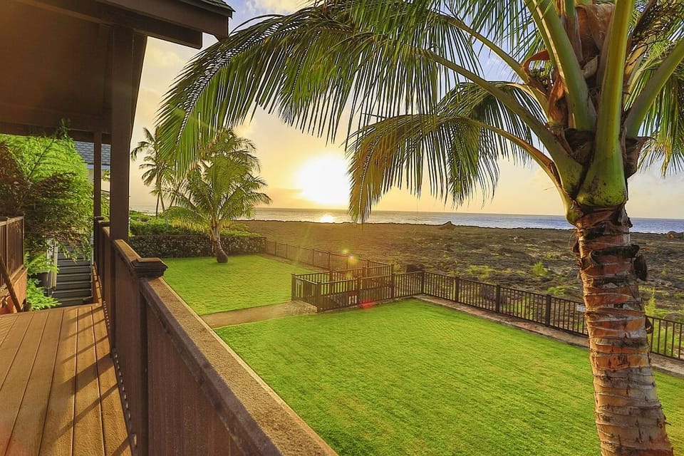 Private beach access from the front deck through front yard.